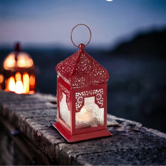 Fair Trade Maroon Moroccan Style Lantern - Picture 1 of 8